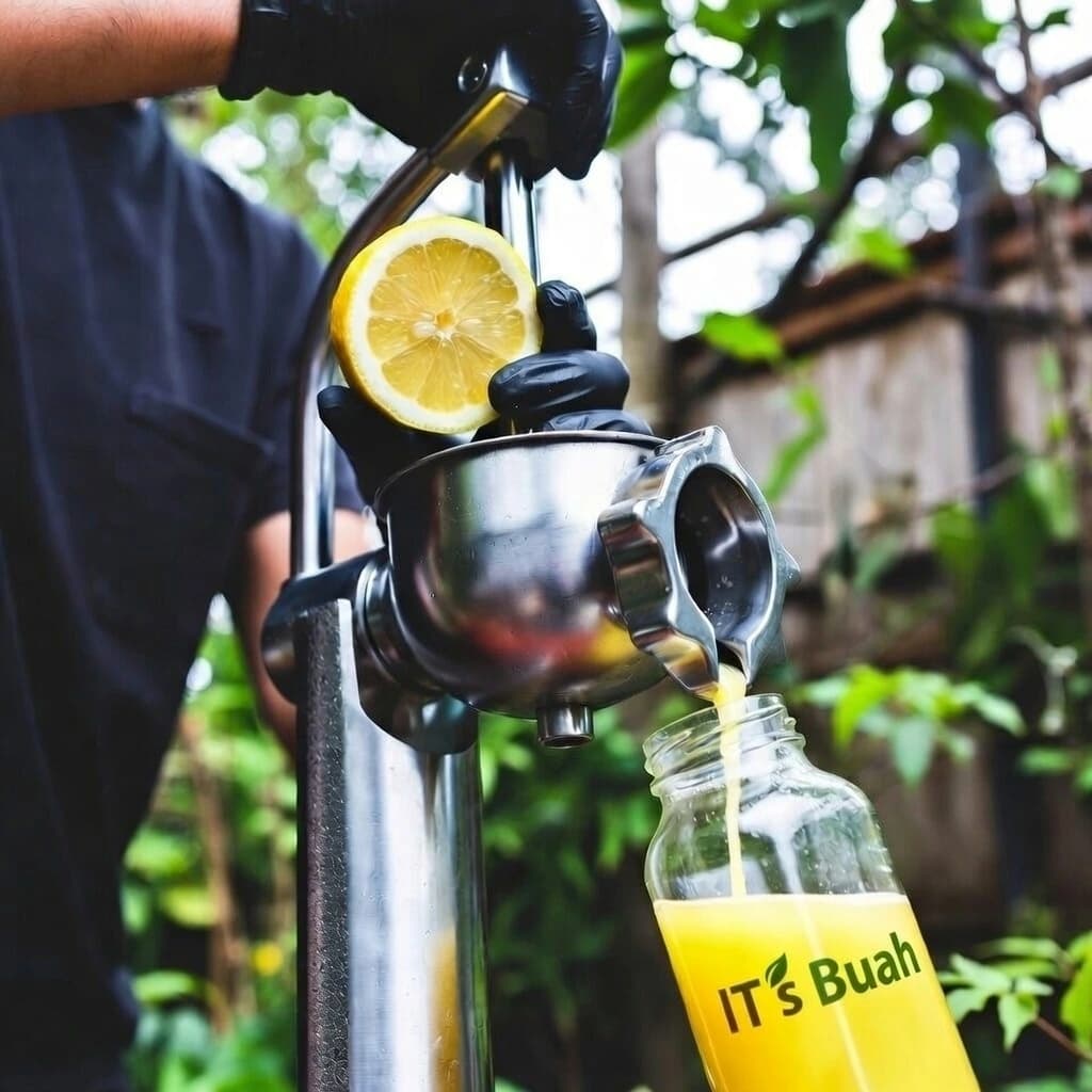 Proses pembuatan cold-pressed juice IT's Buah